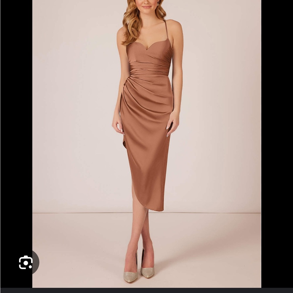 Azazie Sierra Stretch Satin Dress-Terracotta